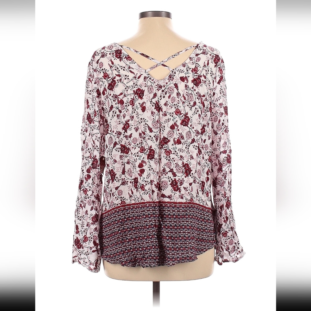 NWT Faded Glory Merlot Tunic Blouse with cross back Size L 100% Rayon - Picture 4 of 12